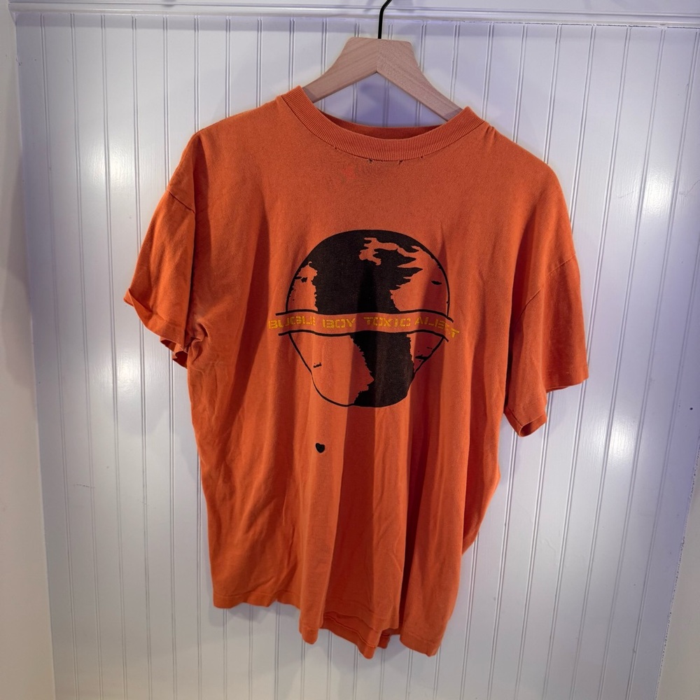 VTG Bugle Boy Orange Toxic Alert Graphic Tee